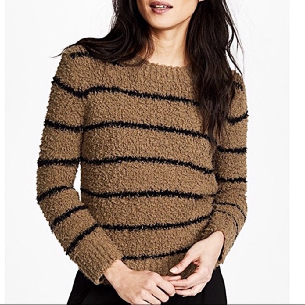 Vince Fuzzy Striped Crew Sweater
